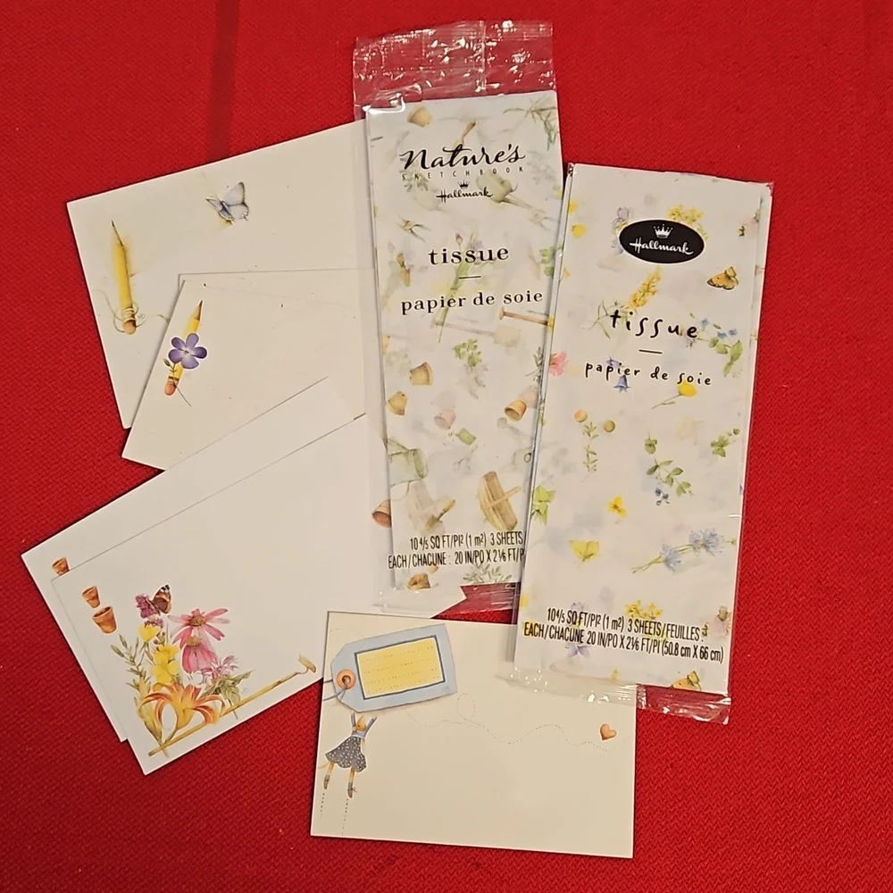 Marjolein Bastin 'Nature's Sketchbook' lot tissue paper and envelopes Hallmark